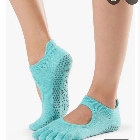 BallerinaToeSox Turquoise Grip Socks-Medium - Picture 2 of 3